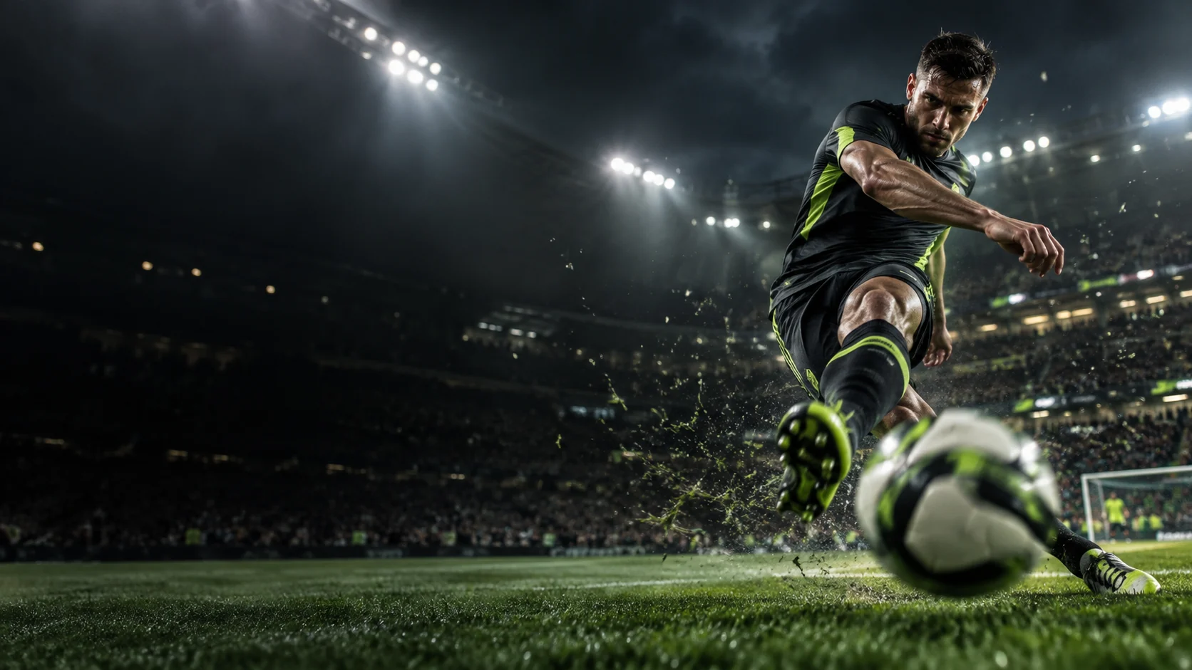 Acțiune sportivă într-un stadion luminat, imagine ilustrativă pentru televiziune live